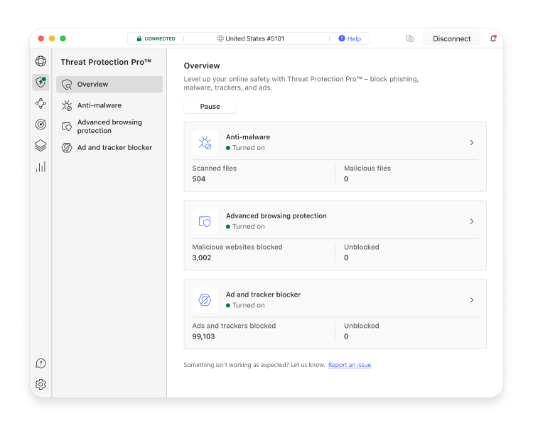 Overview of the redesigned Threat Protection Pro&#39;s layout for macOS