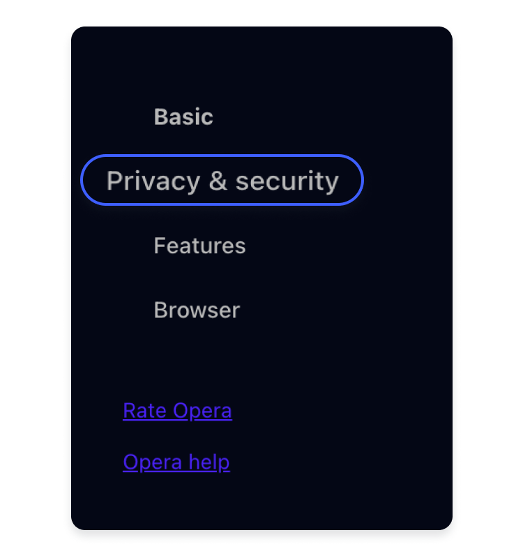 How to clear cookies on Opera step 2