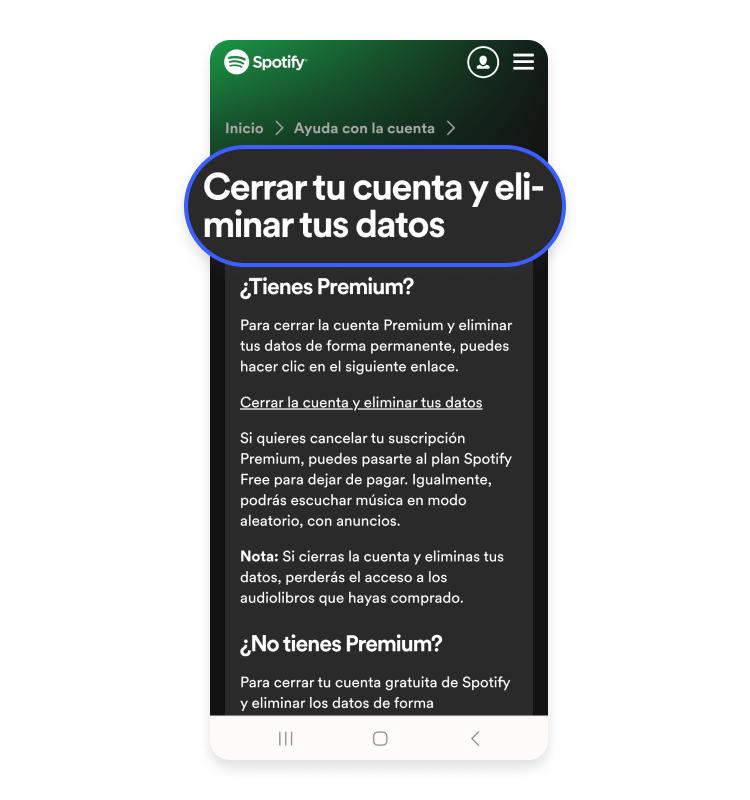 Cómo eliminar mi cuenta de Spotify