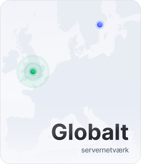 En del af et kort, der viser, at NordVPN har VPN-servere, der dækker mere end 178 placeringer.