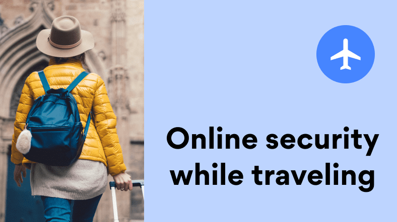 Woman traveling with online security tools
