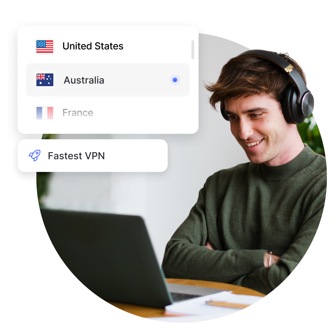 Browsing with a VPN connection using NordVPN's fast servers.