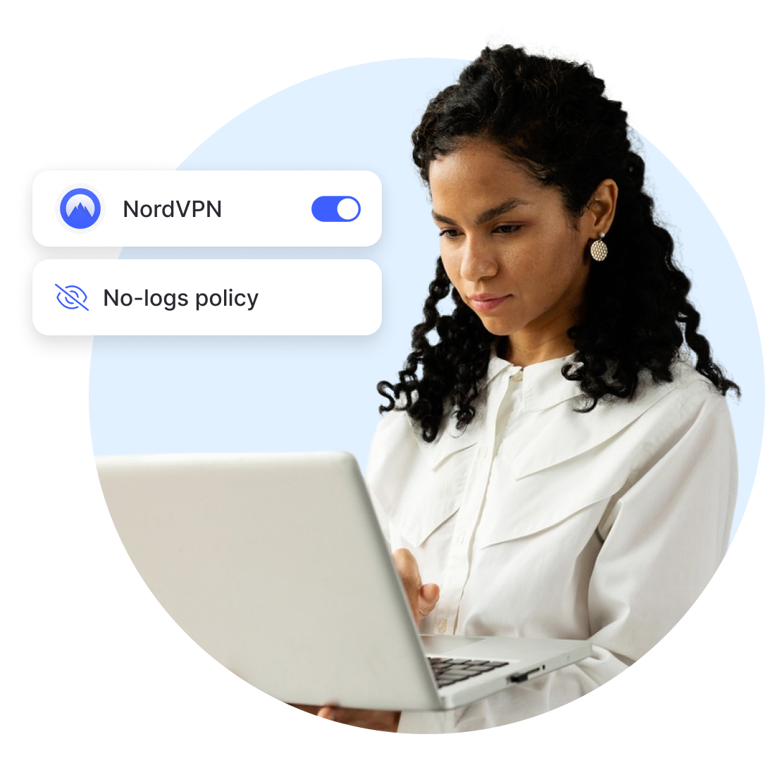 Browsing the internet privately with NordVPN's no-logs policy.