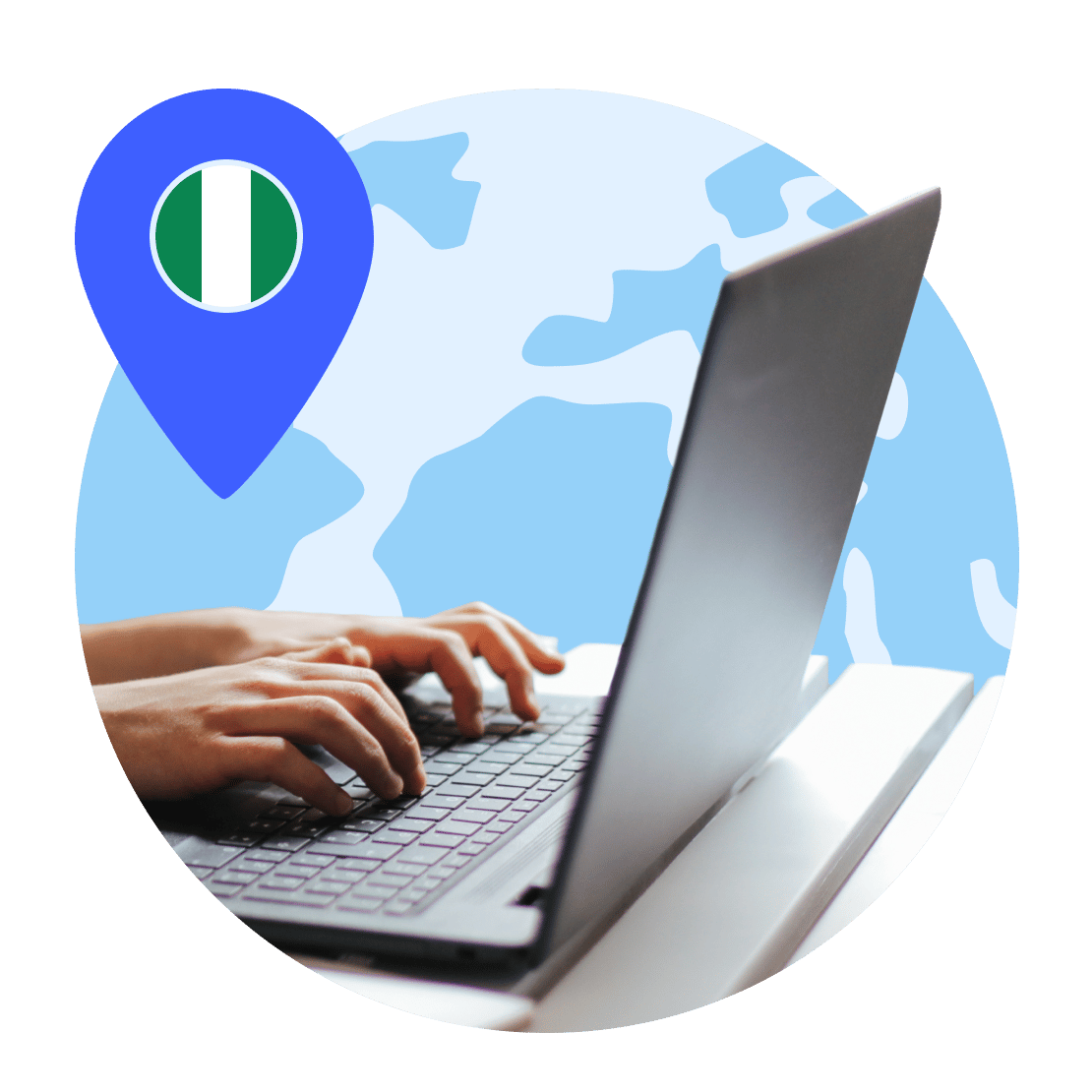 A laptop connected to Nigeria server.