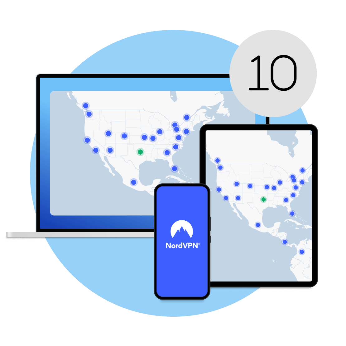 One NordVPN subscription secures ten devices simultaneously.