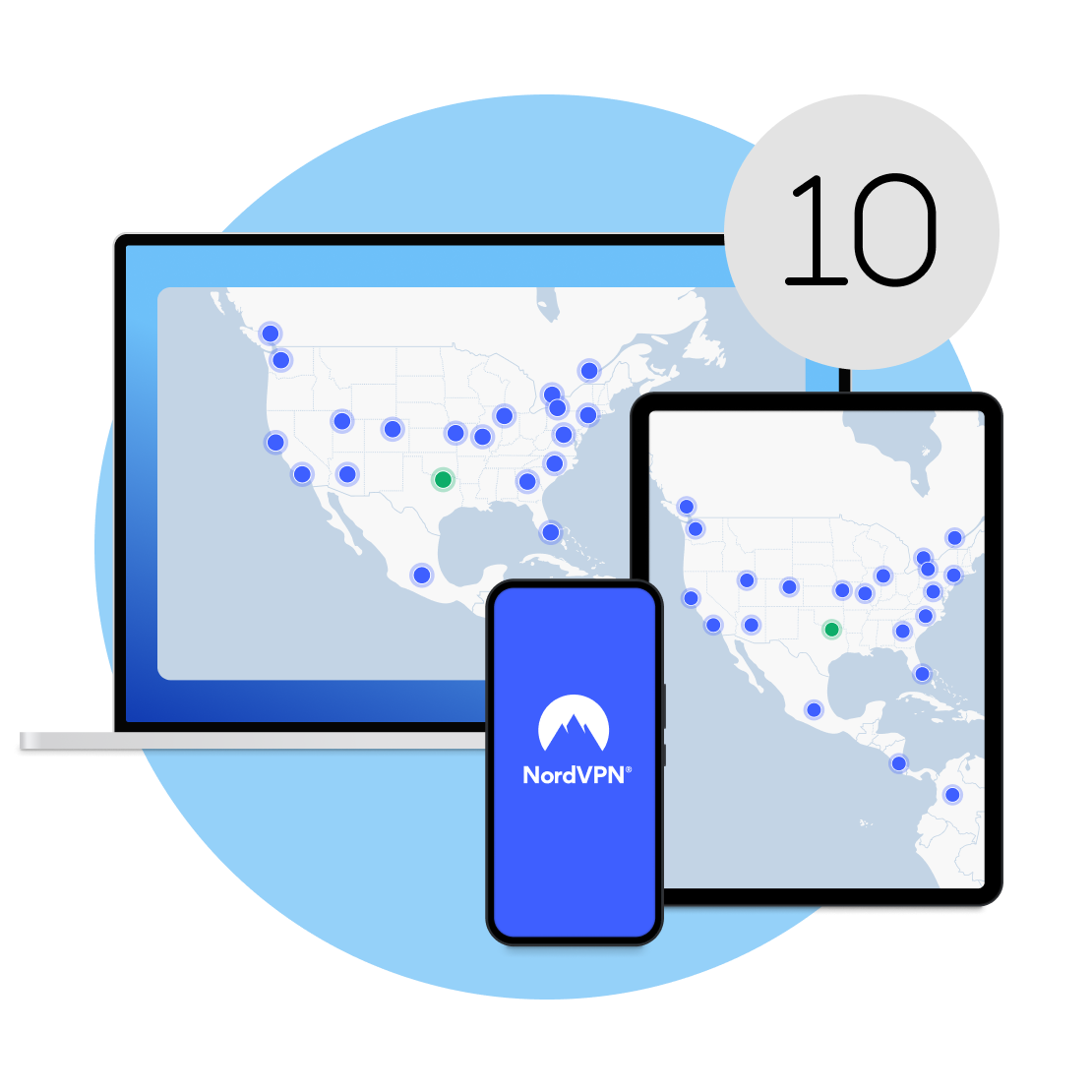 One NordVPN subscription secures ten devices simultaneously.