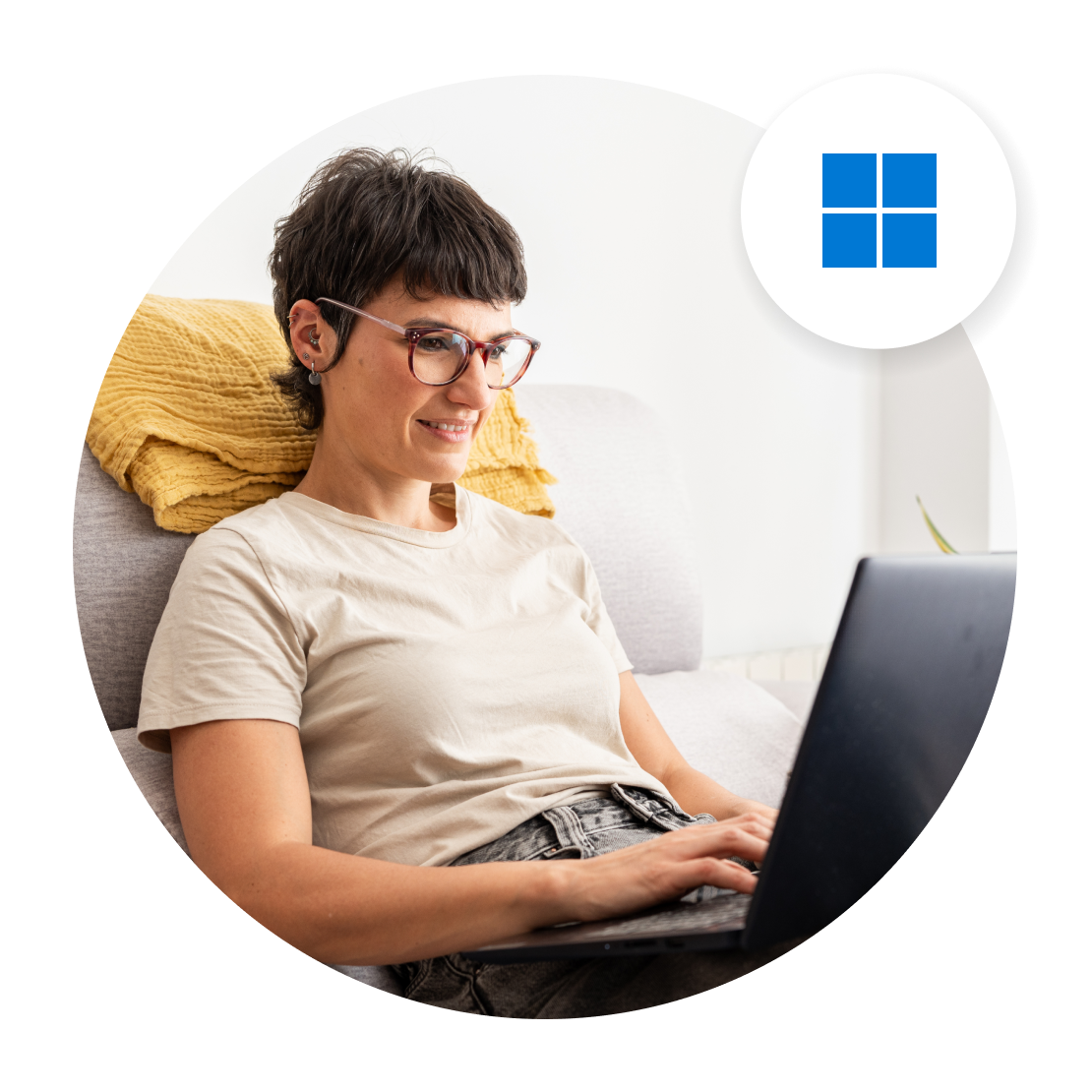 Eine Person, die Werbung unter Windows blockiert
