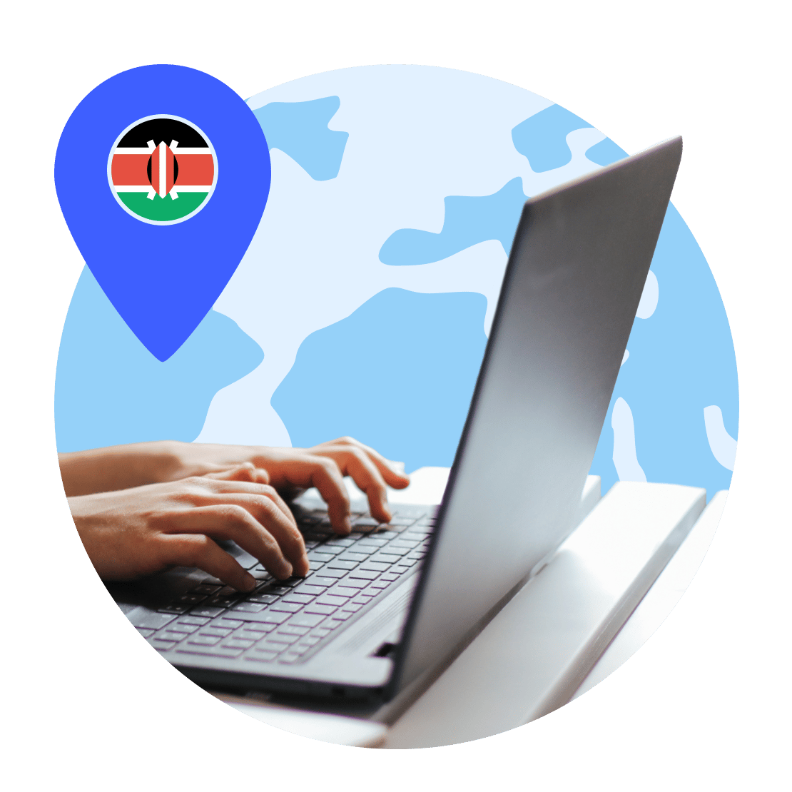 A laptop connected to Kenya server.