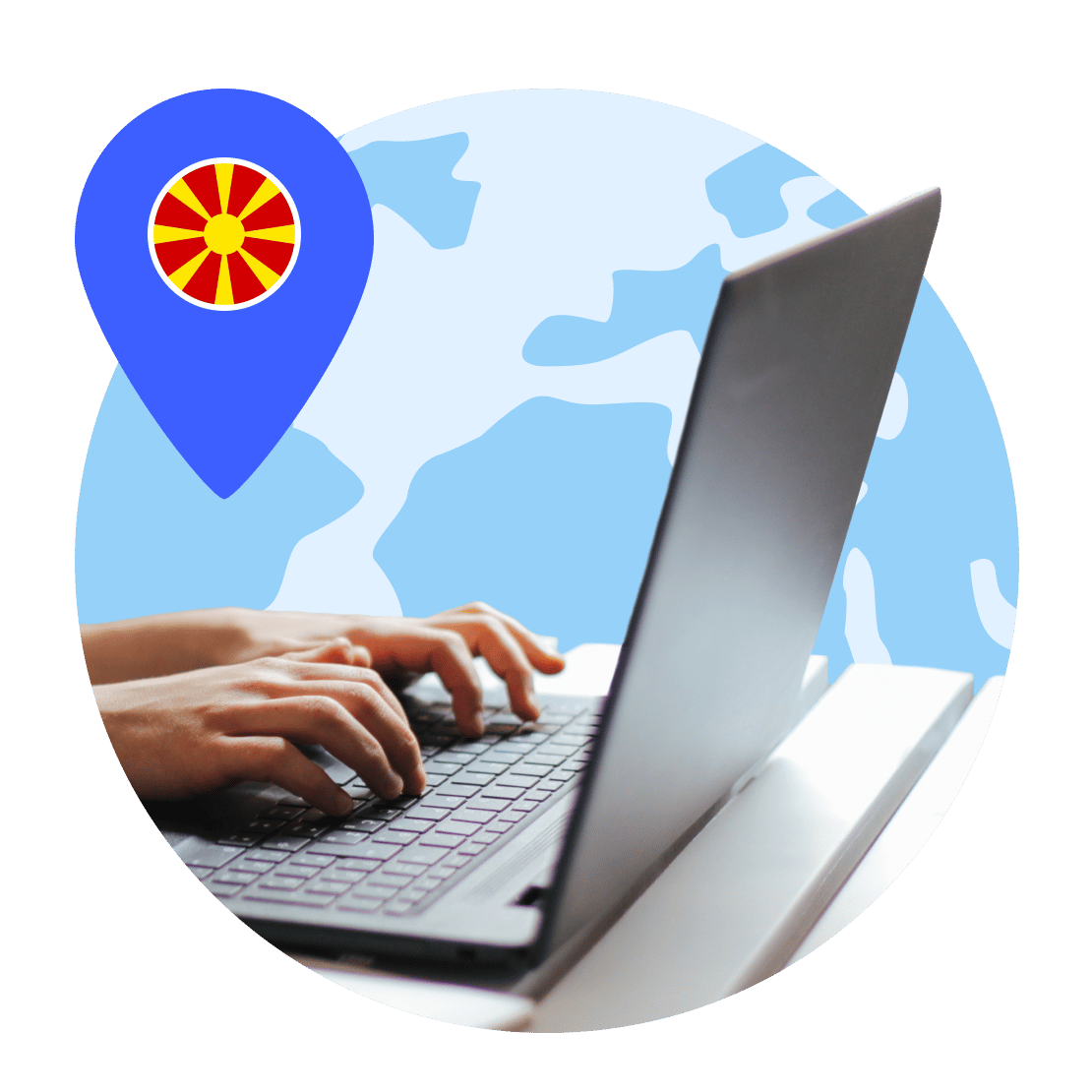 A person is using NordVPN to connect a Macedonia server.