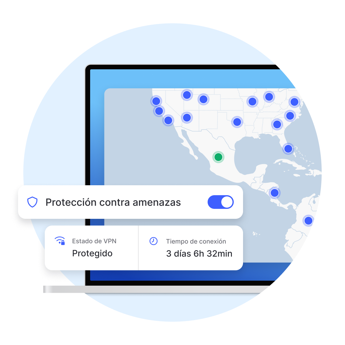 Aplicación NordVPN en un portátil con la Protección contra amenazas Pro activada.