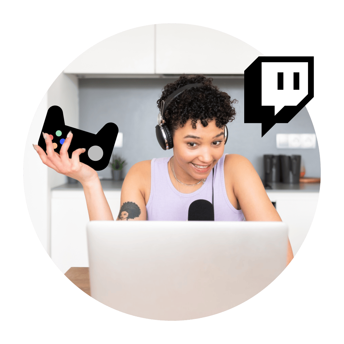 A woman using a VPN for gaming on Twitch.
