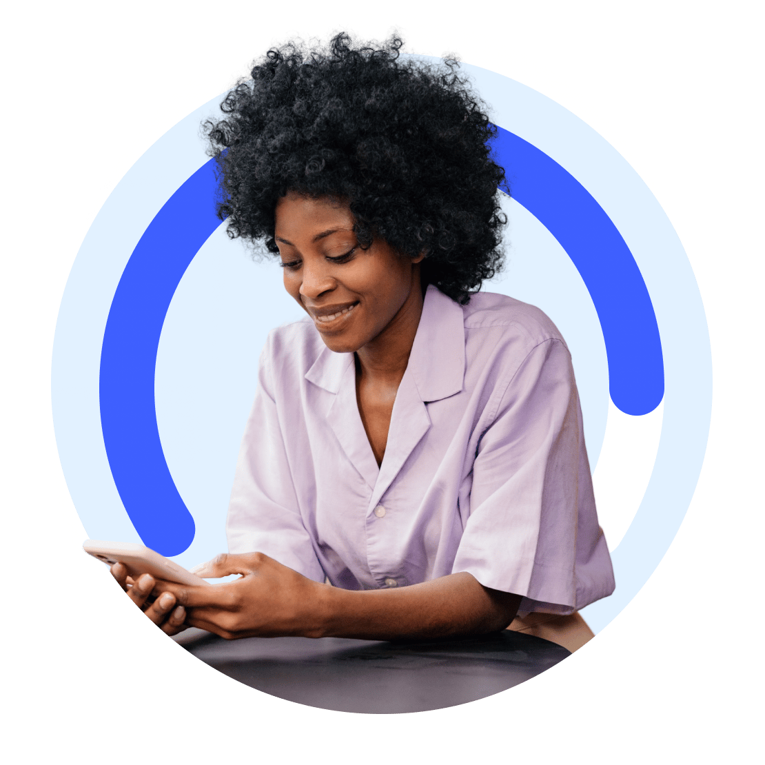 A woman using NordVPN on her phone for the best VPN speeds in Virginia.