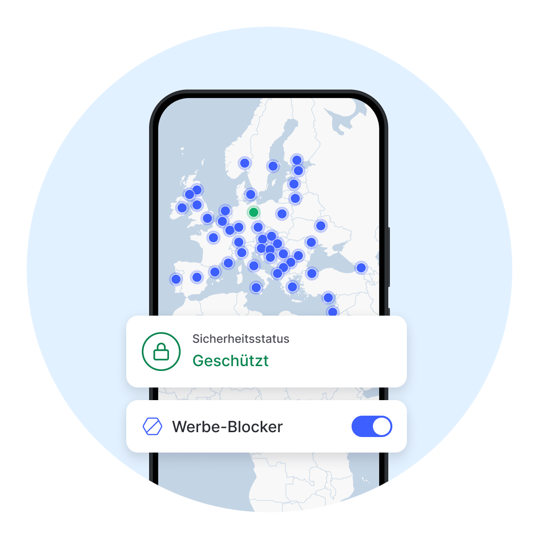 Eine mobile NordVPN-App mit aktiviertem Werbeblocker