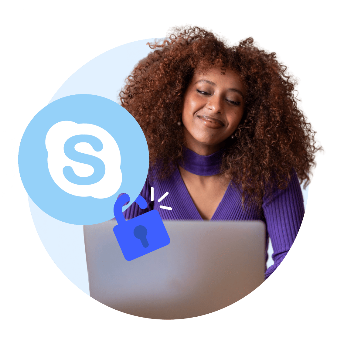 A woman unblocking Skype on her laptop with a VPN.