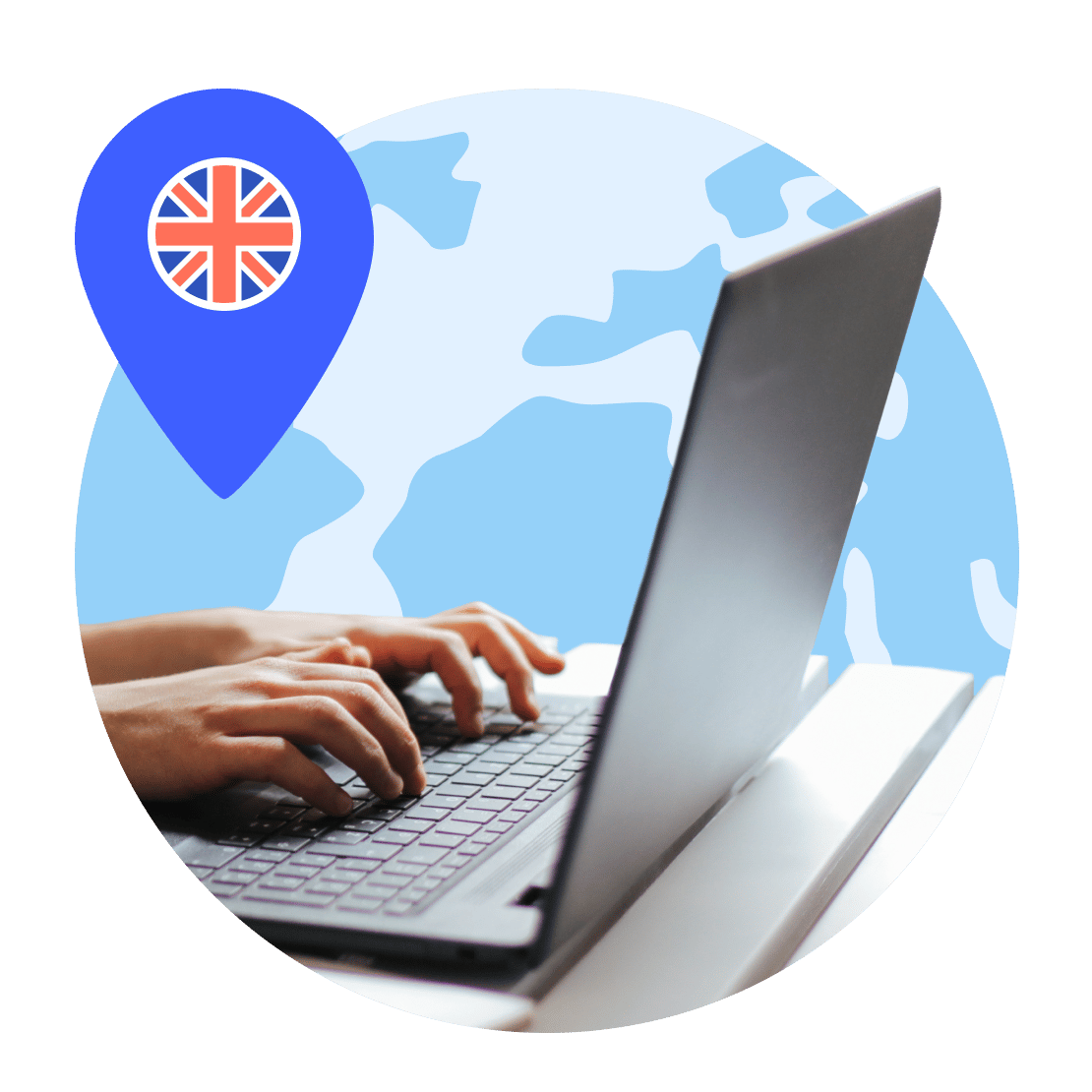 A person is using NordVPN to connect a UK server.