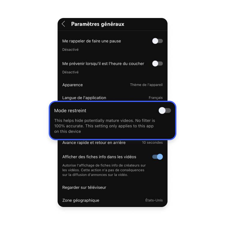 Activer ou désactiver le mode restreint YouTube NordVPN