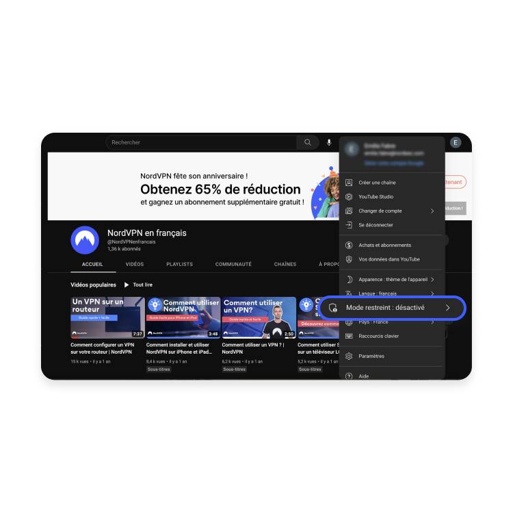 Activer ou désactiver le mode restreint YouTube NordVPN